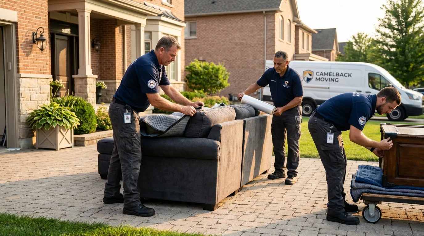 Large estate moving crew wrapping furniture in East Greenville, PA