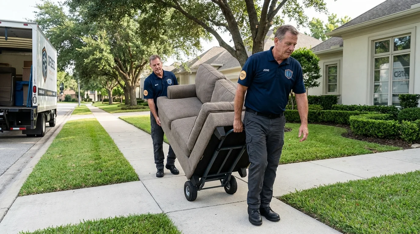 Local residential moving crew loading furniture in East Greenville, PA